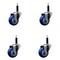 Service Caster 3'' SS Blue Poly Wheel Swivel 3/4'' Expanding Stem Caster Set, 4PK SCC-SSEX20S314-PPUB-BLUE-34-4 - alternate 1